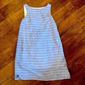 Beach Lunch Light Blue and White Striped Linen/Cotton Sleeveless Dress